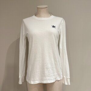 Adidas White Crew Neck Long Sleeve Top Womens Size Small